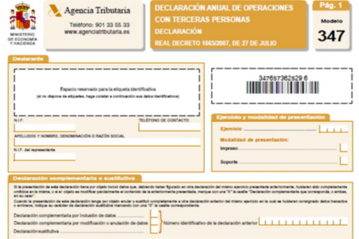 El modelo 347 para las comunidades de propietarios es una declaración anual informativa de operaciones con terceros